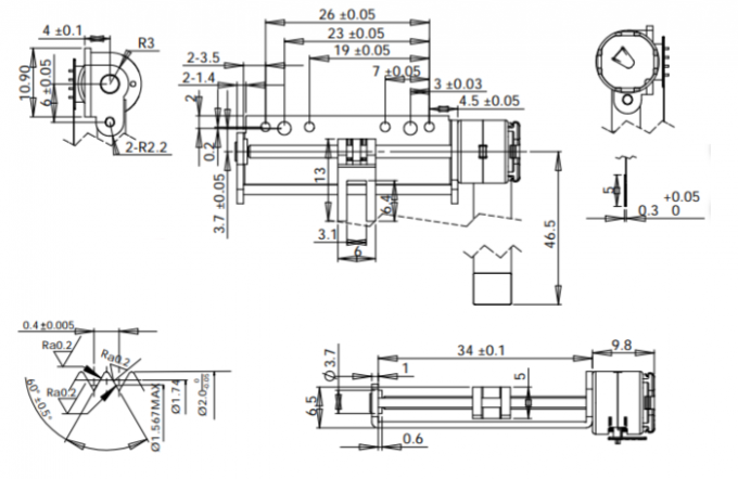 High Resolution Miniature Stepper Motor / 2 Phase Micro Stepper Motor VSM1069 1