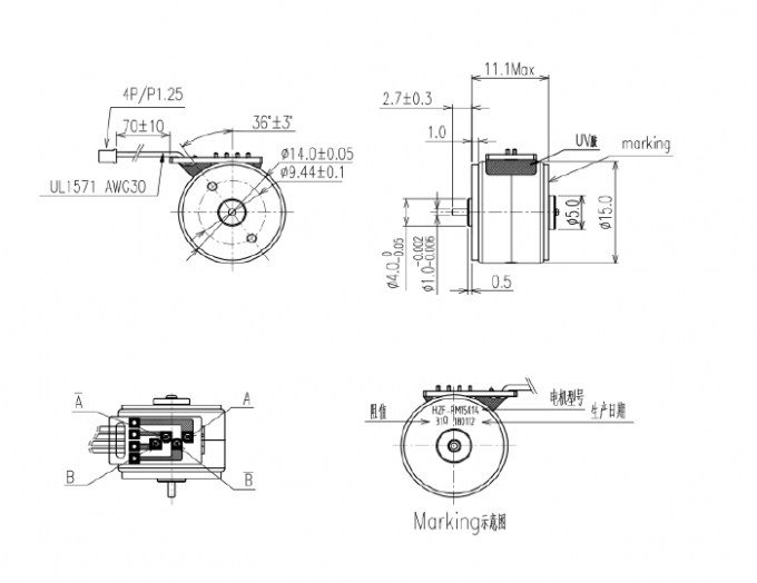 Customized Cover Permanent Magnet Stepper Motor For Medical Machine SM15