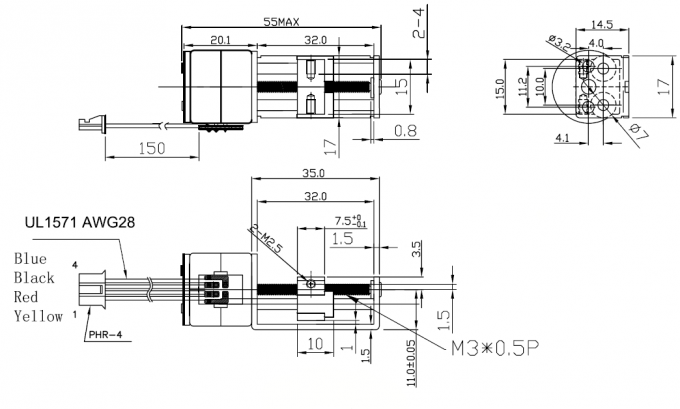 Copper Slider Linear Stepper Motor Dia 20mm With 1kg Thrust 0