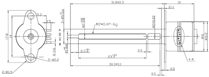 VSM1081 10mm Diameter 18 Degree Step Angle Stepper Motor With M2 Lead Screw