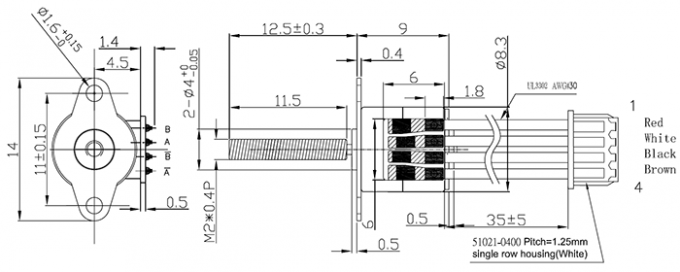 8mm Diameter 18 Degree Step Angle Linear Stepper Motor With M2 Lead Screw