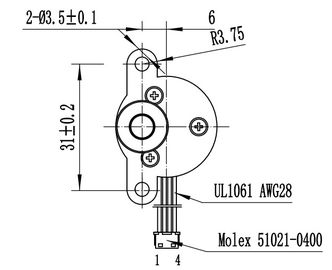 25mm Diameter 31mm Distance 25BYJ-412L Geared Stepper Motor